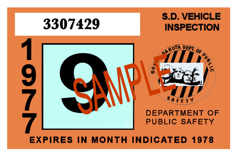 Modal Additional Images for 1977-78 South Dakota INSPECTION Sticker